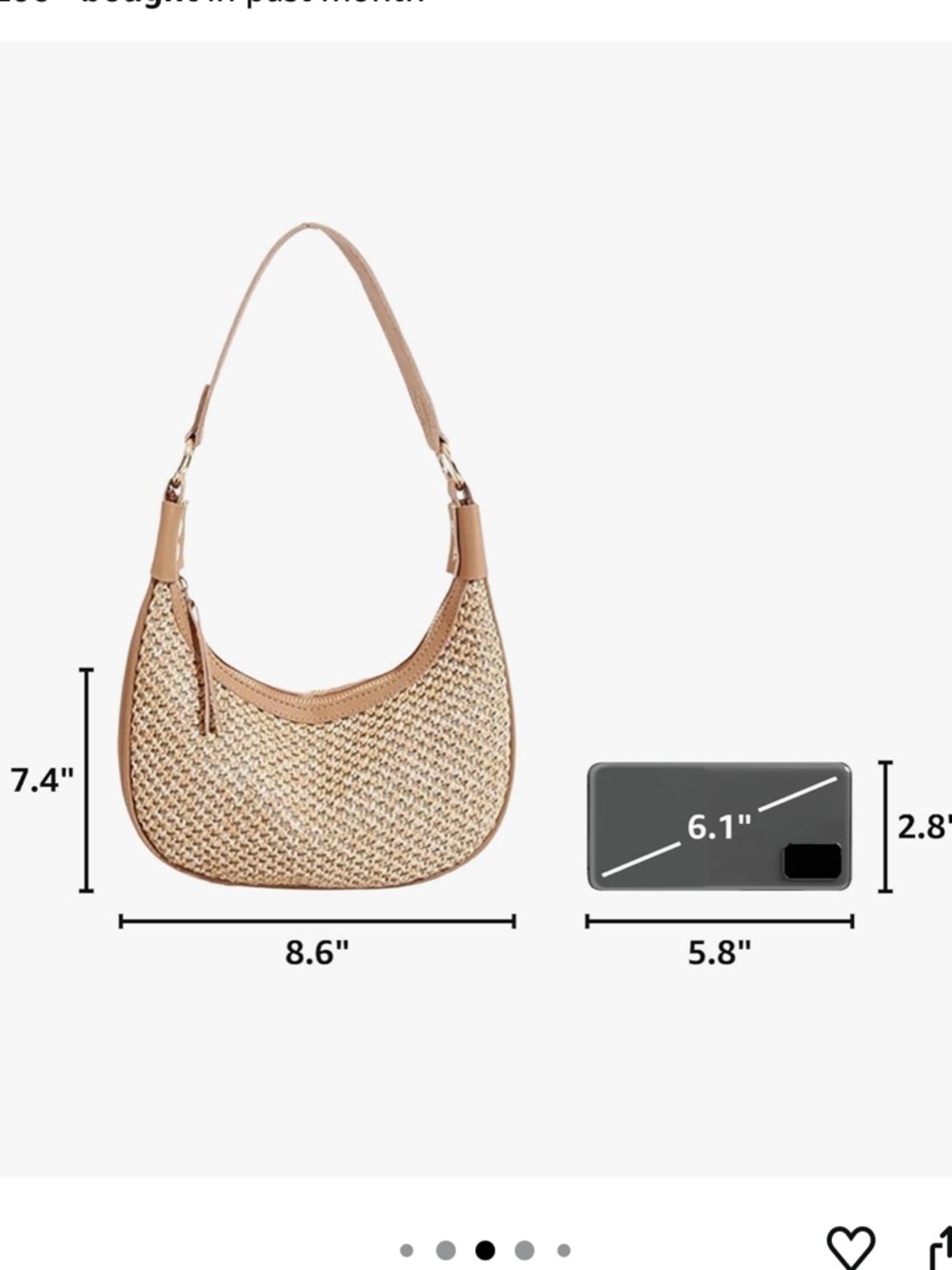 Straw Beach Shoulder Bags for Women Cute Small Crescent Tote Mini Clutch Purse - Picture 3 of 7